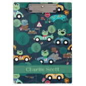 カエルのレースカーが子どもたちを駆パーソナライズされた動 クリップボード (正面)