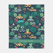 カエルのレースカーが子どもたちを駆パーソナライズされた動 フリースブランケット (正面)