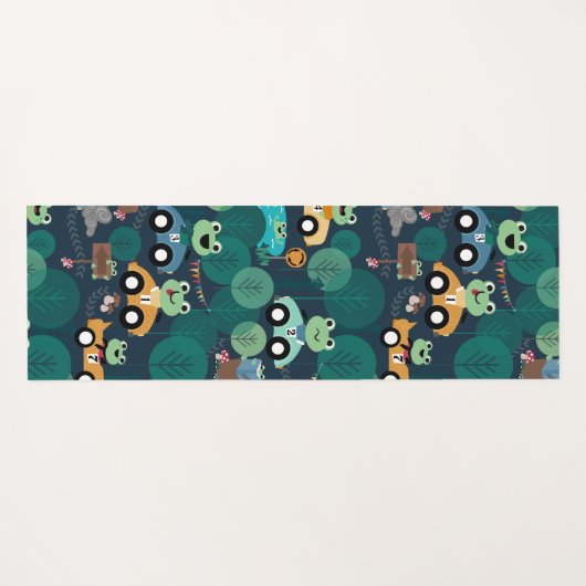 カエルのレースカーが子どもたちを駆パーソナライズされた動 ヨガマット (裏面(横))