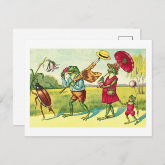 カエルのヴィンテージの公有地のイラストレーションとの ポストカード (正面/裏面)