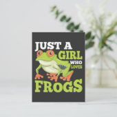 カエルの両生類が大好きな少女の動物愛好家 ポストカード (スタンド正面)