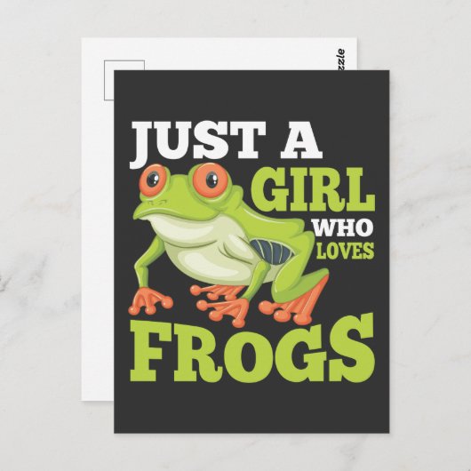 カエルの両生類が大好きな少女の動物愛好家 ポストカード (正面/裏面)