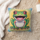 カエルの優しい笑顔 クッション (ブランケット)