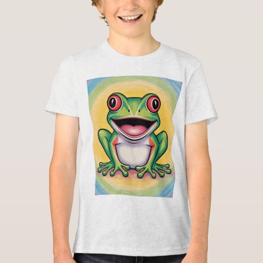 カエルの優しい笑顔 トライブレンドＴシャツ (正面)