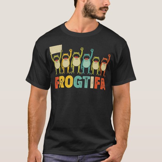 カエルの反機械的有抵抗 ポートランドのカエル 冗談グッズ Tシャツ (正面)