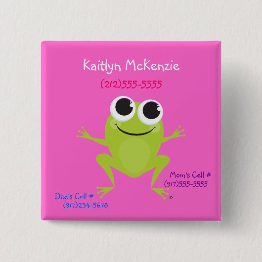 カエルの同一証明ボタン 缶バッジ (正面)