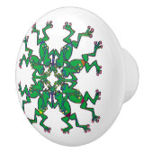 カエルの同期泳ぐケルト結び糸細工アート セラミックノブ (右)