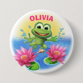 カエルの名前をカスタムするの誕生会のバッジの跳躍 缶バッジ