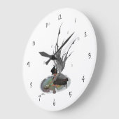 カエルの壁時計と男の子の雨の妖精 ラージ壁時計 (傾斜)