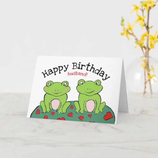 カエルの夫の誕生日カード カード (黄色い花)