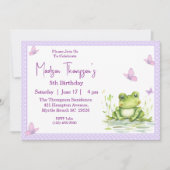 カエルの女の子の5歳の誕生日パーティー招待状 招待状 (正面)