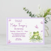 カエルの女の子の5歳の誕生日パーティー招待状 招待状 (スタンド正面)