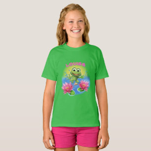 カエルの女の子のTシャツの誕生日を祝う Tシャツ