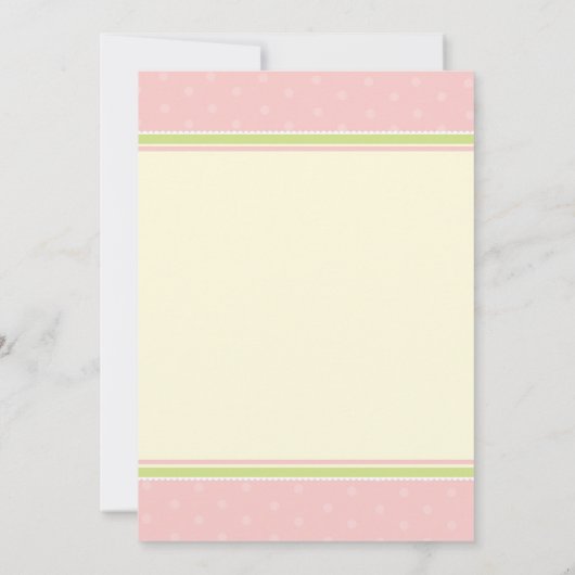 カエルの女の赤ちゃんのシャワーの招待状-ピンクおよび緑 招待状 (裏面)