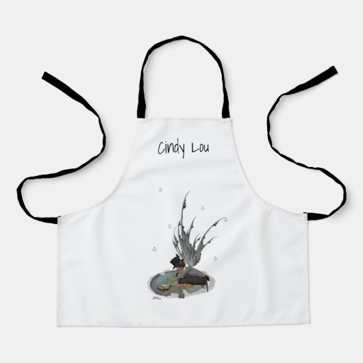 カエルの子供のエプロンを持つ男の子の雨の妖精 エプロン (正面)