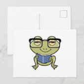 カエルの学生と本 ポストカード (正面/裏面)