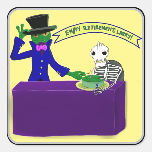 カエルの定年ステッカー スクエアシール (正面)