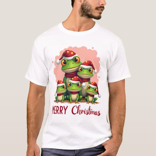 カエルの家族のクリスマス (3) Tシャツ (正面)