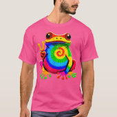 カエルの平和ヒッピーのネクタイ染めカエル Tシャツ (正面)