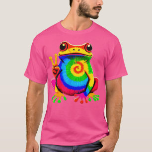 カエルの平和ヒッピーのネクタイ染めカエル Tシャツ