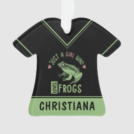カエルの恋人の贈り物を愛する女の子 オーナメント