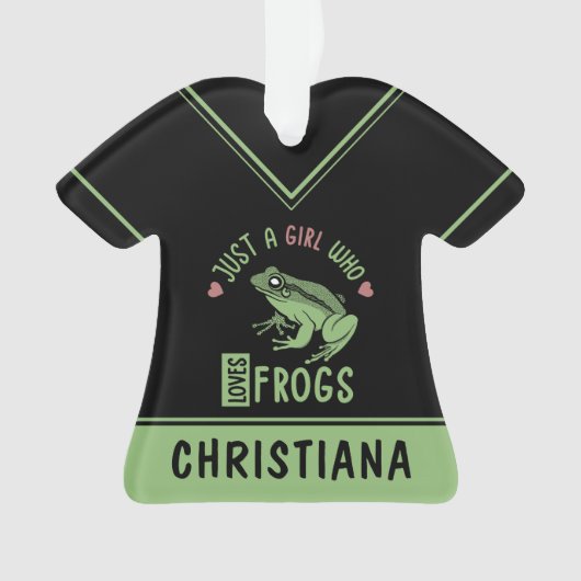 カエルの恋人の贈り物を愛する女の子 オーナメント (正面)