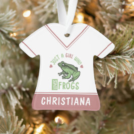 カエルの恋人の贈り物を愛する女の子 オーナメント