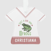 カエルの恋人の贈り物を愛する女の子 オーナメント (正面)