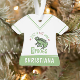 カエルの恋人の贈り物を愛する女の子 オーナメント