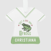 カエルの恋人の贈り物を愛する女の子 オーナメント (裏面)