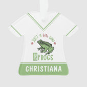 カエルの恋人の贈り物を愛する女の子 オーナメント (正面)