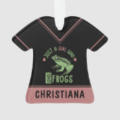 カエルの恋人の贈り物を愛する女の子 オーナメント (裏面)