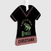 カエルの恋人の贈り物を愛する女の子 オーナメント (正面)