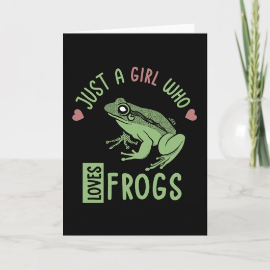 カエルの恋人の贈り物を愛する女の子 カード (正面)