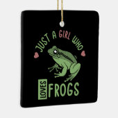 カエルの恋人の贈り物を愛する女の子 セラミックオーナメント (右)