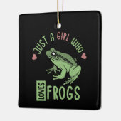 カエルの恋人の贈り物を愛する女の子 セラミックオーナメント (左)