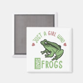 カエルの恋人の贈り物を愛する女の子 マグネット (正面/裏面)