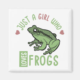 カエルの恋人の贈り物を愛する女の子 マグネット
