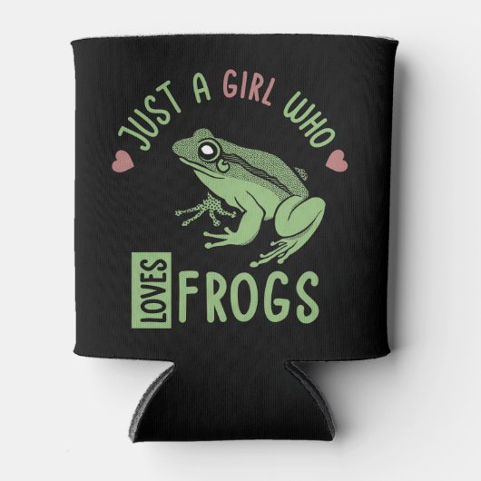 カエルの恋人の贈り物を愛する女の子 缶クーラー (正面)