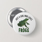 カエルの恋人の贈り物を愛する女の子 缶バッジ (正面&裏面)