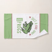 カエルの恋人への贈り物が大好きな女の子 ハンドタオル (ハンドタオル)