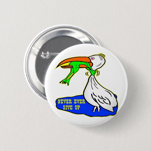 カエルの息苦しい鳥は決してあきらめません 缶バッジ (正面&裏面)