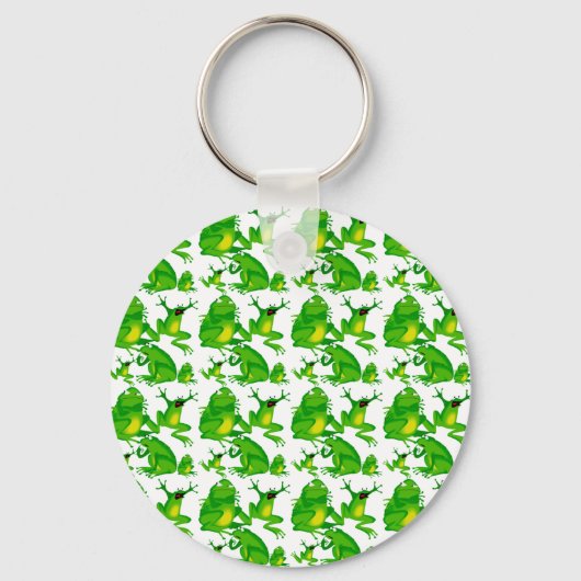 カエルの情おもしろい報不機嫌好奇心おびえるカエル キーホルダー (正面)