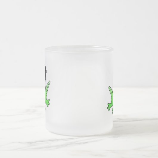 カエルの新郎のTシャツおよびギフト フロストグラスマグカップ (中央)