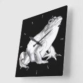 カエルの時計の牛蛙の柱時計及び野性生物の装飾 スクエア壁時計 (傾斜)