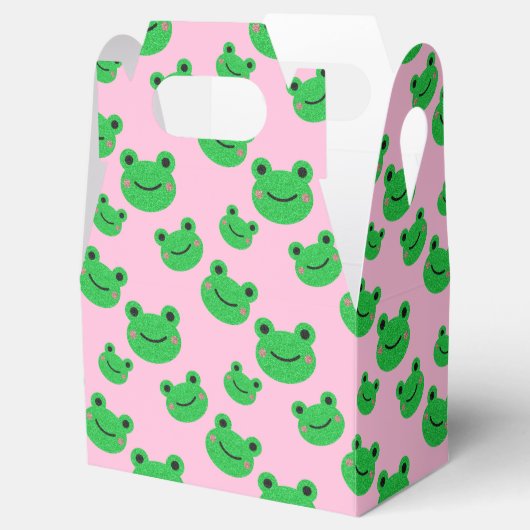 カエルの最初の誕生日パーティクロークグリーングリッター フェイバーボックス (オープン)