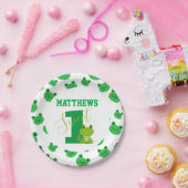 カエルの最初の誕生日パーティーかわいい水陸両生おもしろい類 ペーパープレート (パーティー)