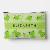カエルの柄、グリーンカエル、カエルの王子、お名前 アクセサリーポーチ (裏面)