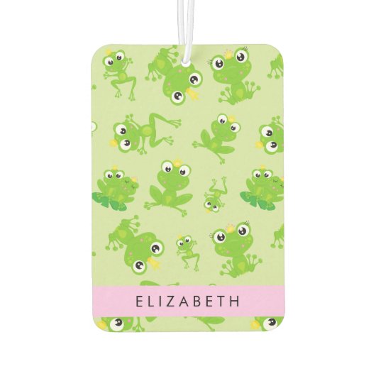 カエルの柄、グリーンカエル、カエルの王子、お名前 カーエアーフレッシュナー (裏面)