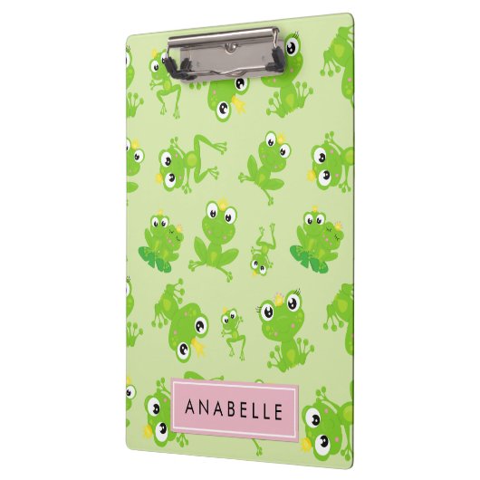 カエルの柄、グリーンカエル、カエルの王子、お名前 クリップボード (左)